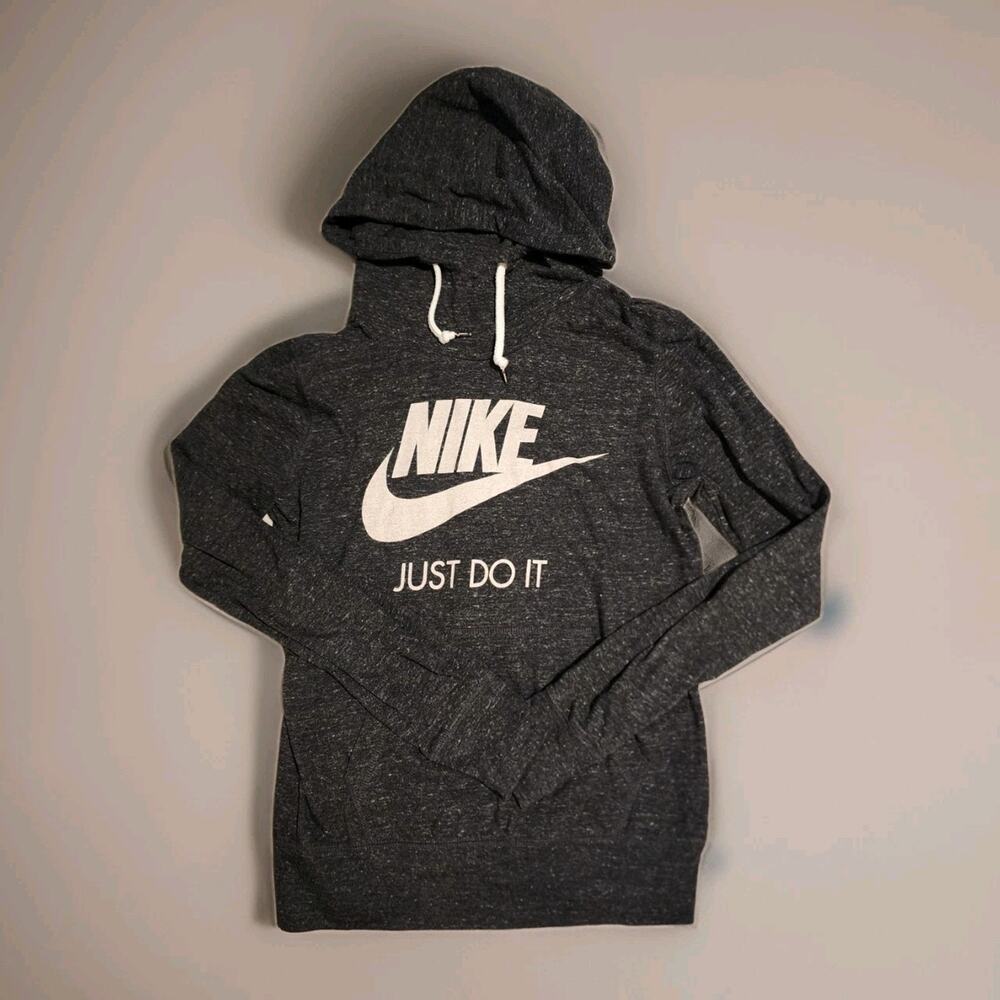 Nike Mens Medium Charcoal Grey Heather Hoodie Sweatshirt M Just Do It Swoosh